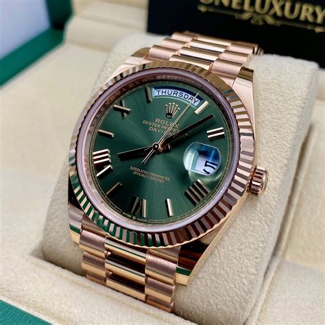 rolex green dial gold bracelet|rolex green dial day date.